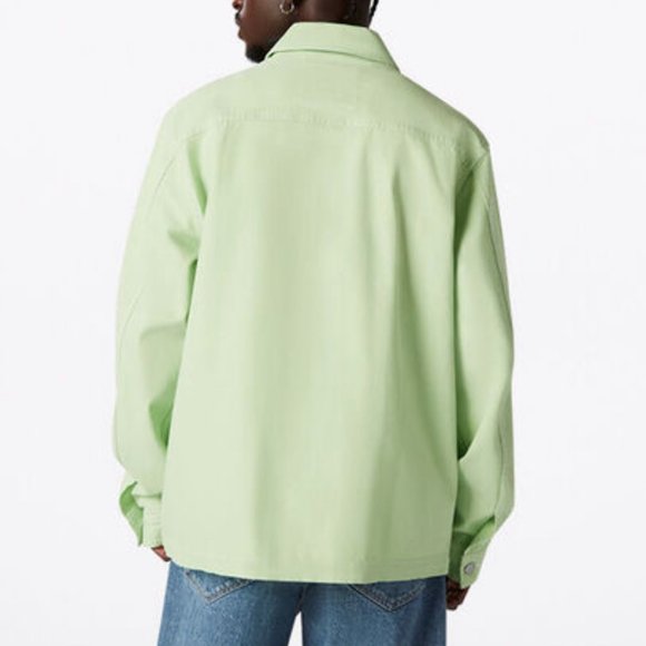 💖MEGA SALE💖Converse Mens 10020896-A07 Zip Front Long Sleeve Shirt Cotton Green - Picture 3 of 12